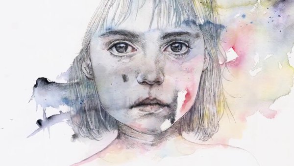Плачущая девочка акварелью