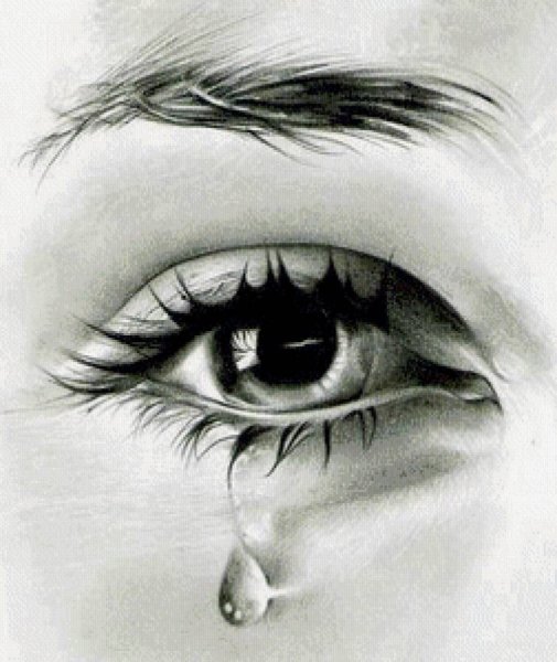 Нарисовать глаз со слезой