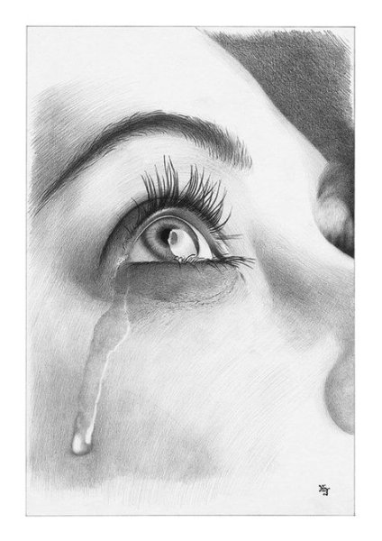 Плачущий глаз карандашом