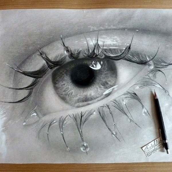 Глаз со слезой карандашом