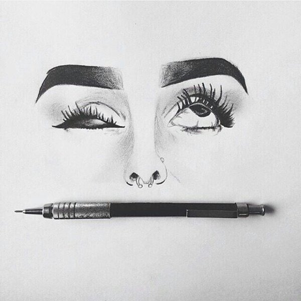 Глаз черной гелевой ручкой