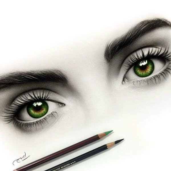 Нарисованные зеленые глаза