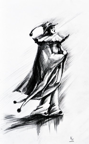 Пьеро рисунок карандашом