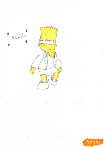 Барт симпсон карандашом грустный