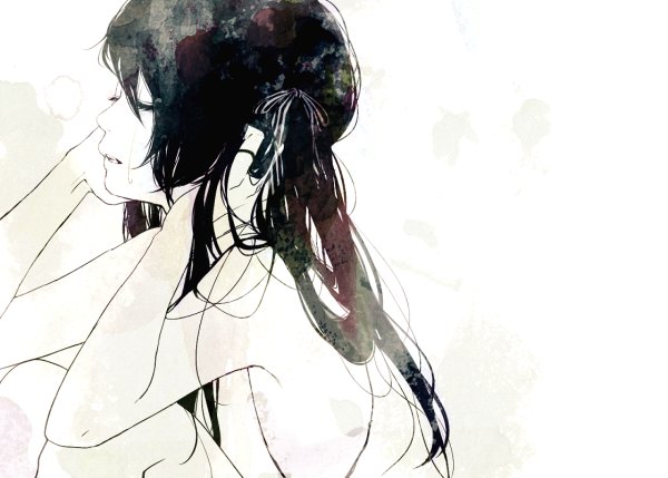 Девушка грустит арт