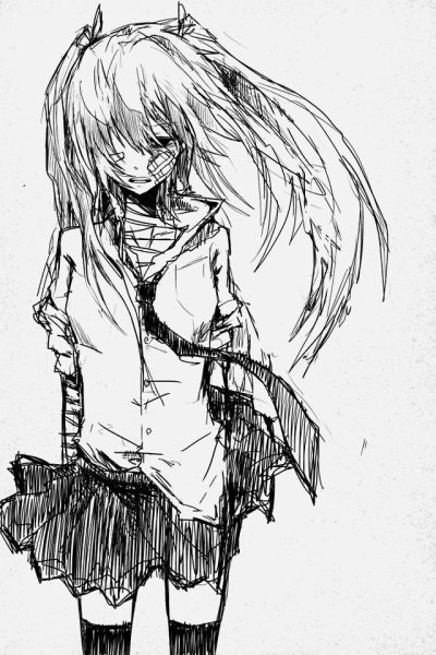 Скетчи аниме грустные