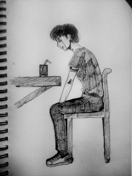 Грустный парень рисунок