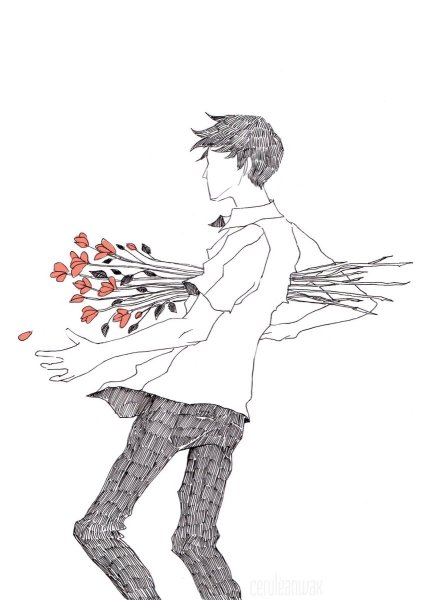 Аниме карандашом в капюшоне