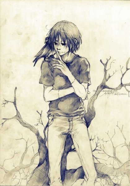 Аниме раскраски парни грустные