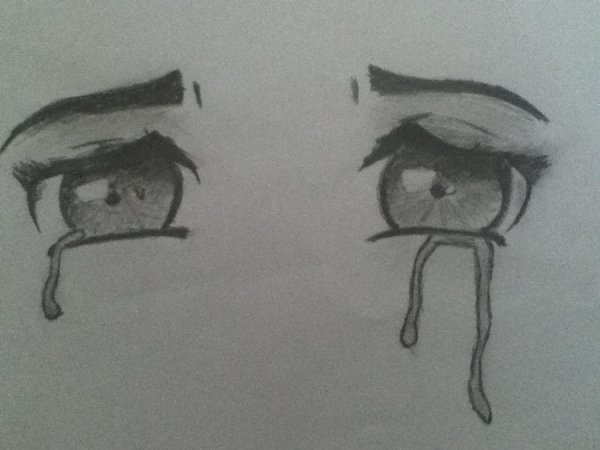 Грустные глаза карандашом аниме