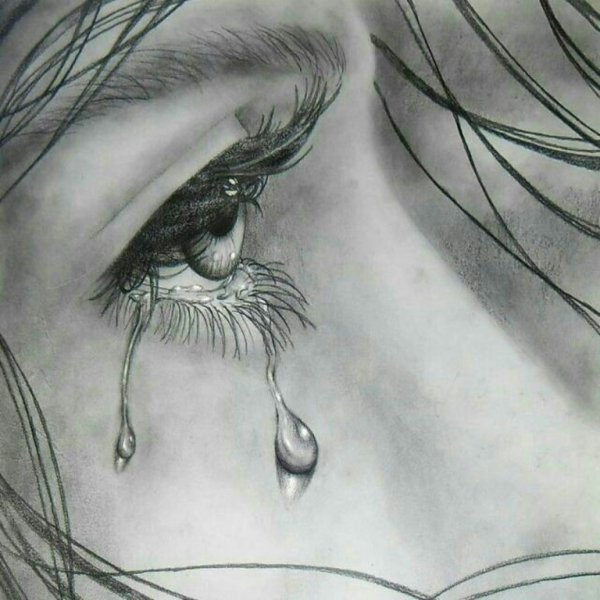 Плачущая девушка карандашом