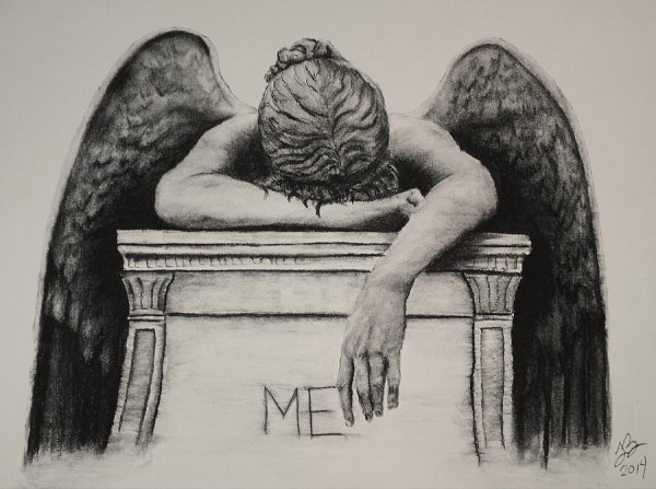 Рисунок грустного ангела