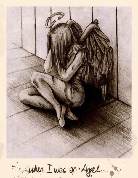 Ангел плачет рисунок карандашом