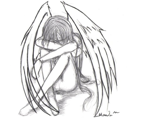 Рисунки грустных ангелов