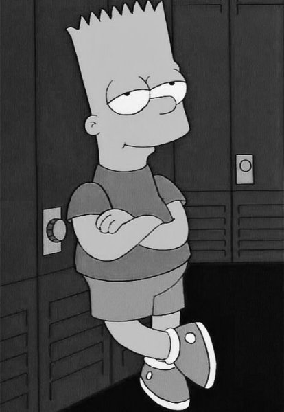 Барт симпсон чёрно белый грустный