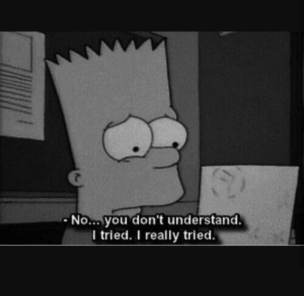 Грустный барт симпсон черно белый