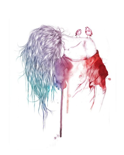 Страх акварель