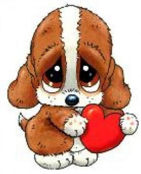 Грустный мультяшный щенок