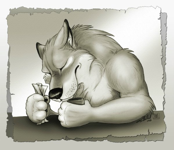 Грустный фурри волк