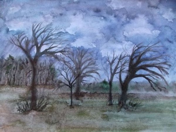 Рисование поздняя осень