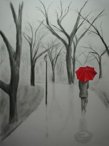 Грустный пейзаж карандашом