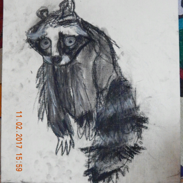 Грустный енот рисование