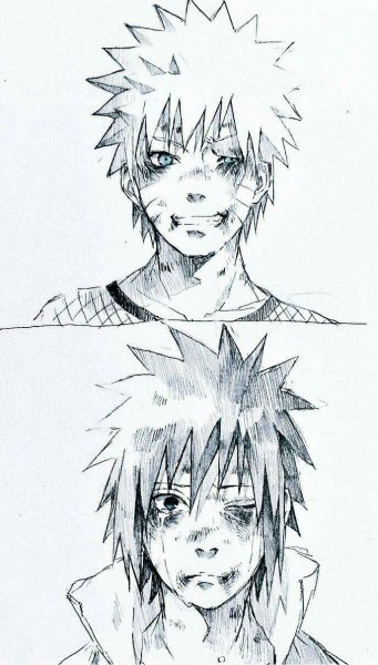 Наруто и Саске карандашом