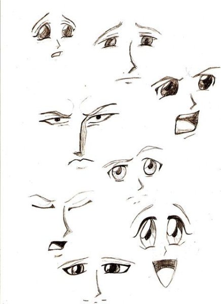 Аниме лица эмоции карандашом