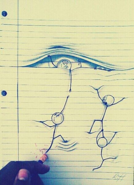 Зарисовки ручкой в тетради