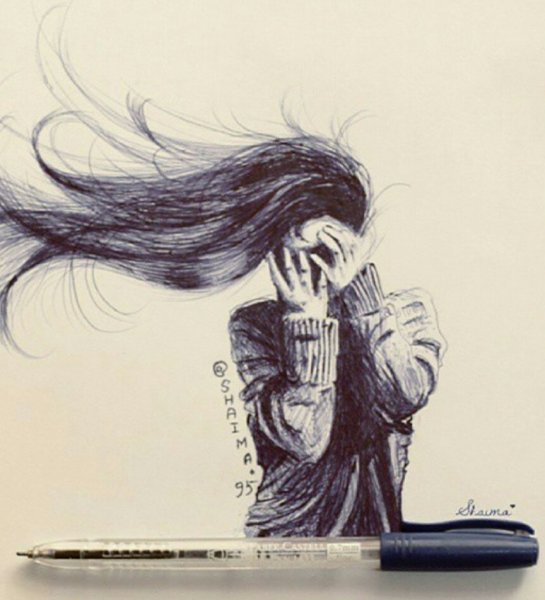 Грустная девушка рисунок