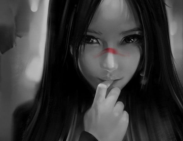 Девушка арт черно белый