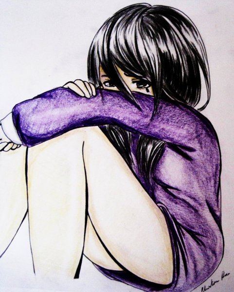 Грустная девушка рисунок