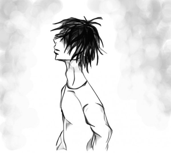 Грустный парень карандашом