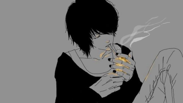 Парень курит арт