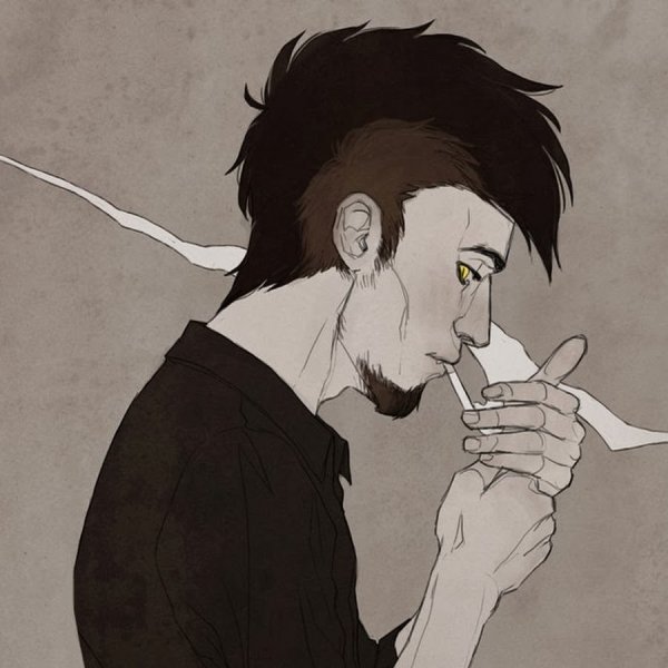 Парень курит арт