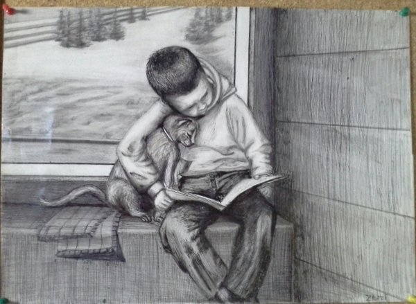 Зарисовка мальчика карандашом