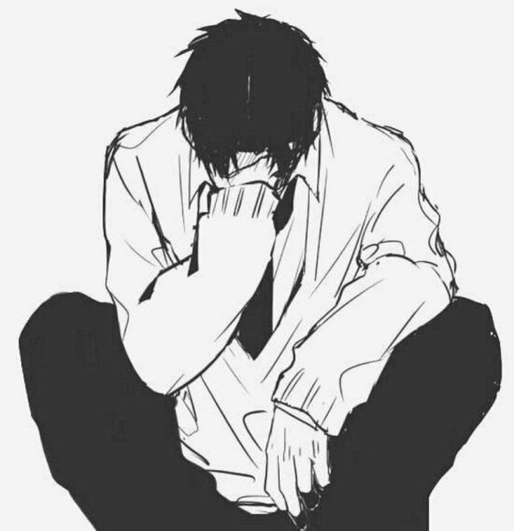 Аниме карандашом парни грусть