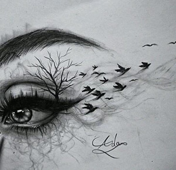 Глаз со слезой карандашом