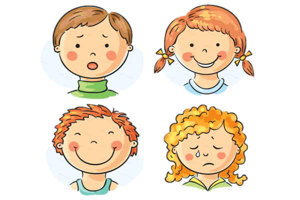 Детские мордочки с разным настроением