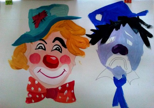 Грустный клоун и веселый клоун