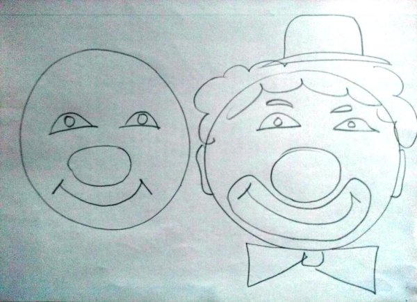 Рисование грусного и весёлого клоуна