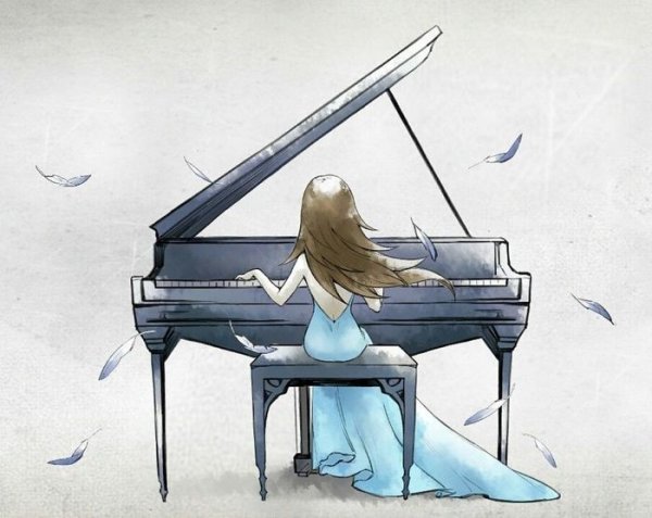 Пианист акварель