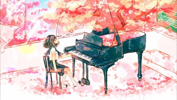 Пианино акварель