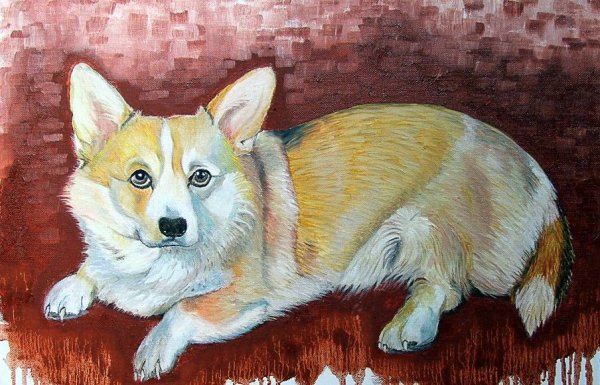 Корги картина маслом