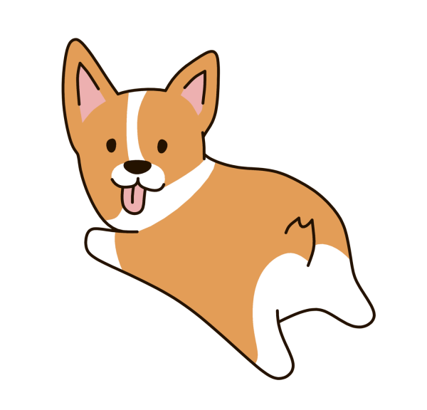 Корги пушистый мультяшный