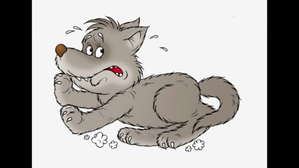 Волк испугался