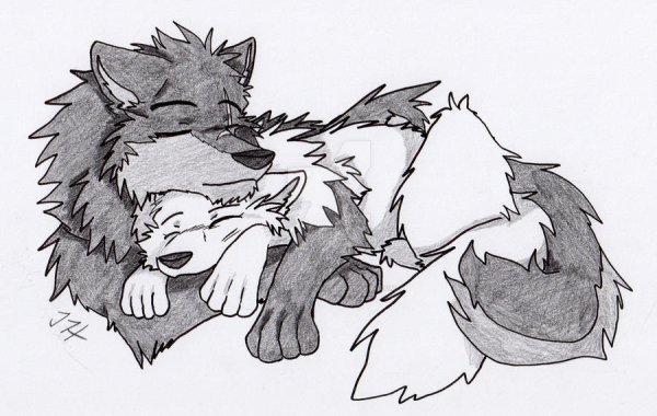 Аниме волки карандашом