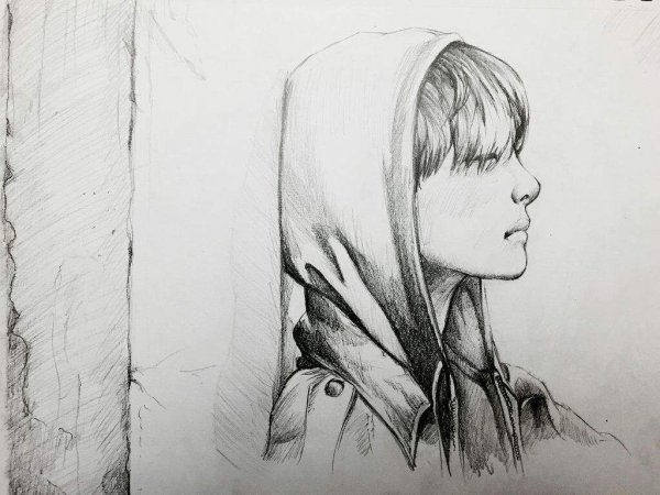 Капюшон карандашом