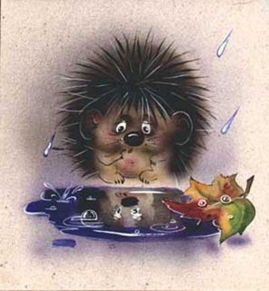 Ежик под дождем