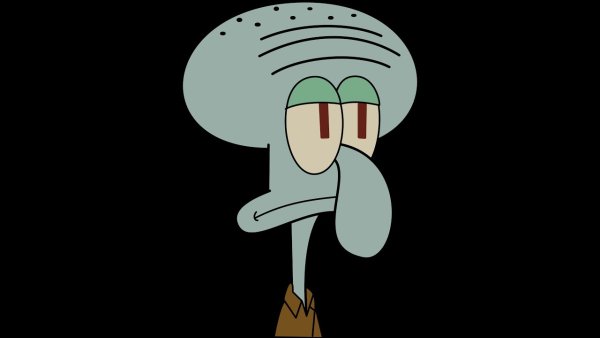 Сквидвард на чёрном фоне